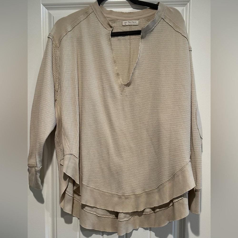 Free People Beige Layered Long Sleeve Top Size Small
